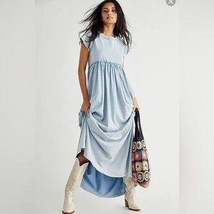 Free People Carissa Tee Dress Sky Blue